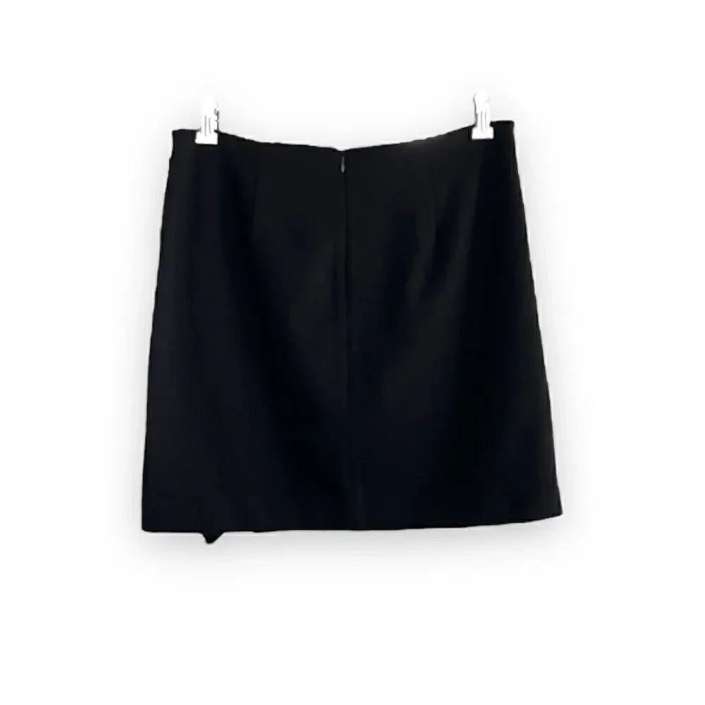 PREMISE | Asymmetrical Brown/Black Faux Wrap Mini Skirt (8)